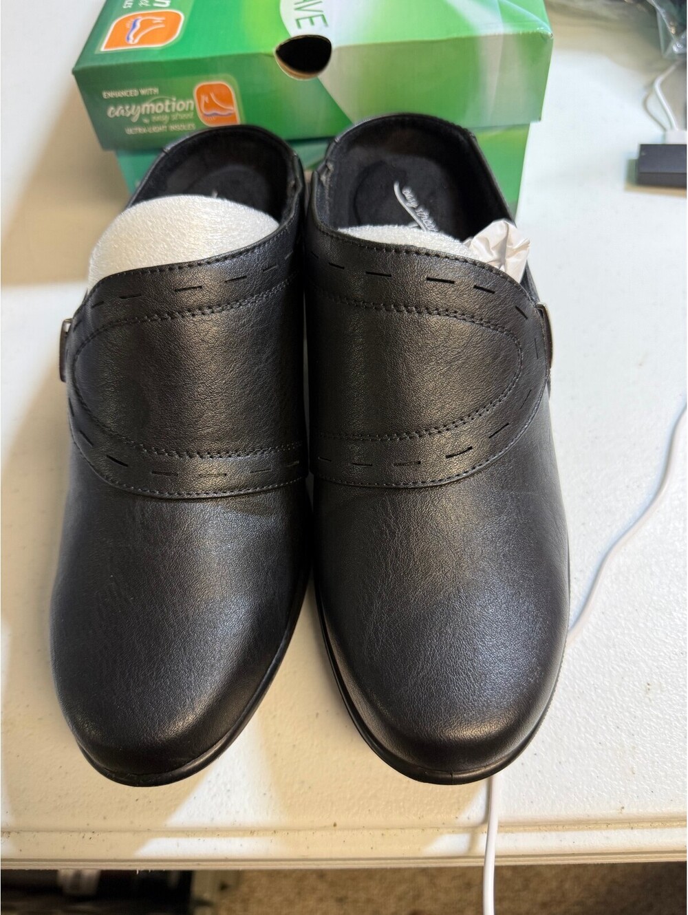 Easy Street Cynthia Black Comfort Slip-On Heeled Mules Size 8.5W